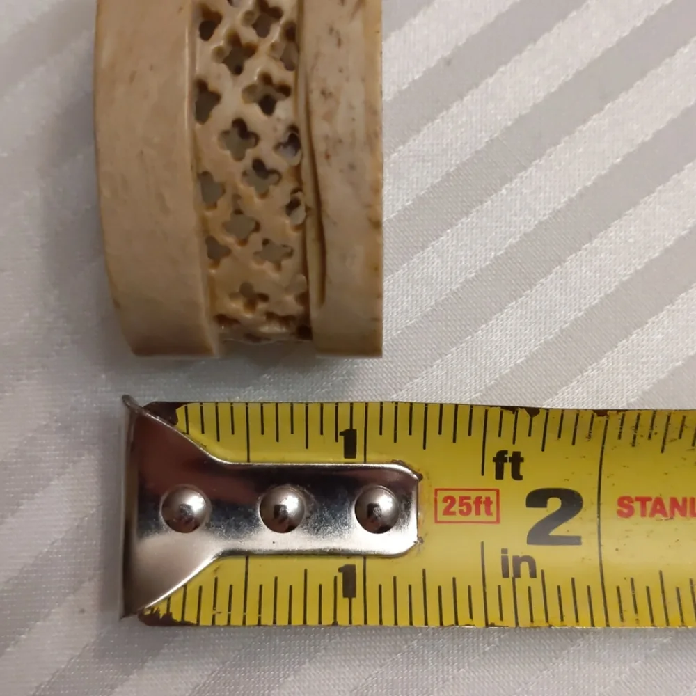 Hand carved Jerusalem stone vintage trinket box